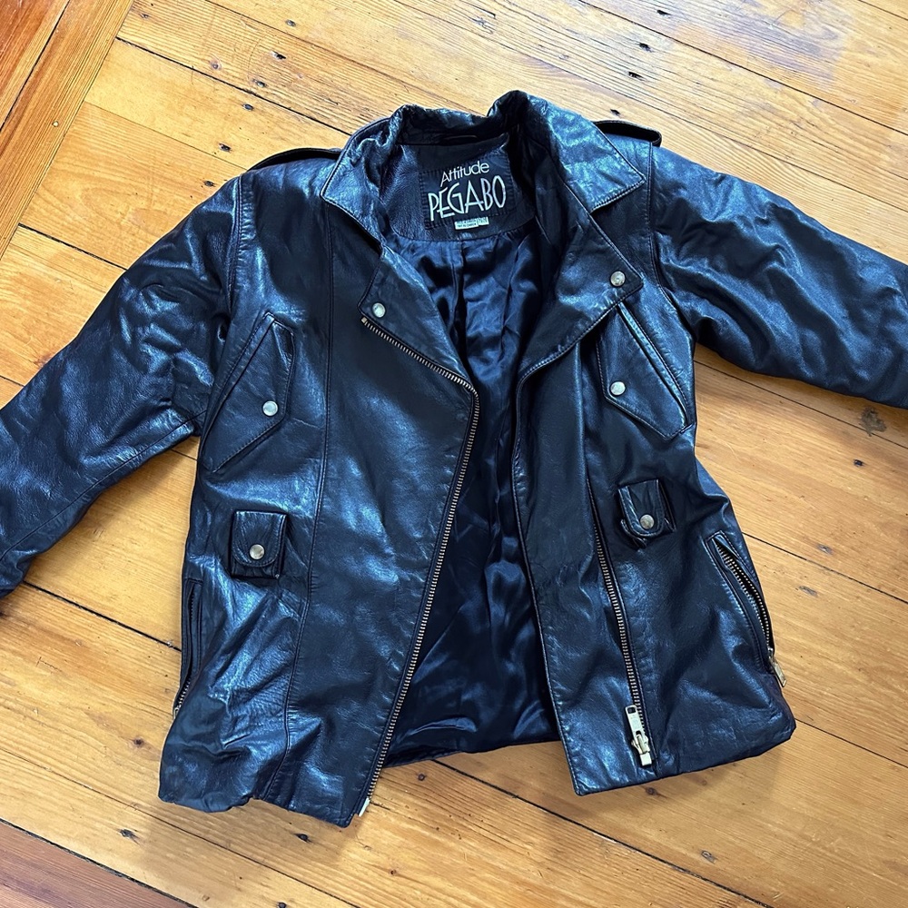 Beautiful vintage leather motorcycle jacket